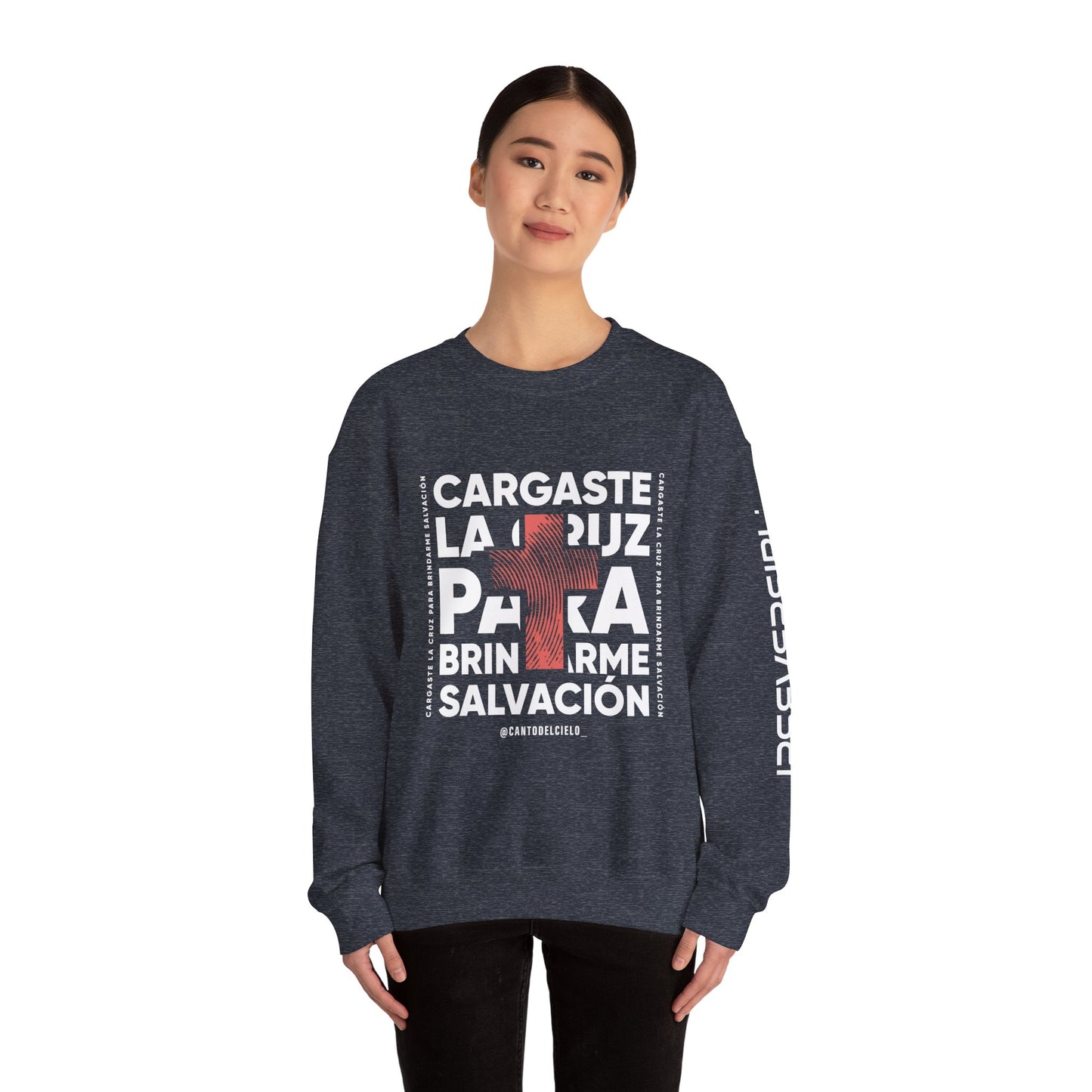 Faith-Inspired Unisex Heavy Blend Crewneck Sweatshirt - "Cargaste la Luz para Brindarme Salvación"
