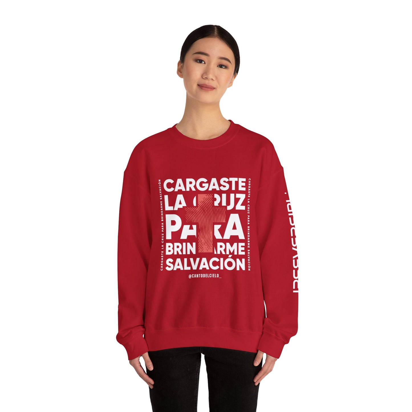 Faith-Inspired Unisex Heavy Blend Crewneck Sweatshirt - "Cargaste la Luz para Brindarme Salvación"