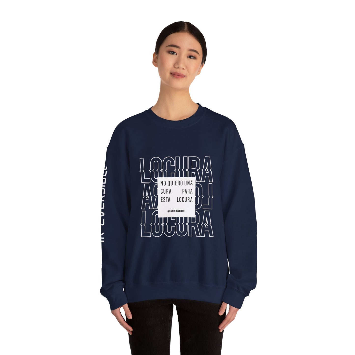 Chic Unisex Crewneck Sweatshirt - 'Locura' Design for Comfort & Style, Perfect for Casual Wear, Gifts, & Celebrations