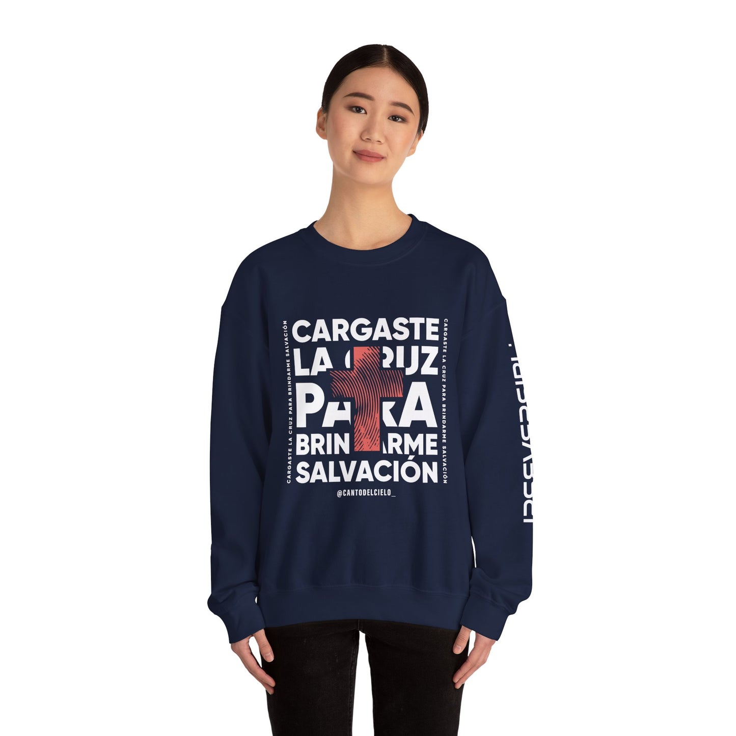 Faith-Inspired Unisex Heavy Blend Crewneck Sweatshirt - "Cargaste la Luz para Brindarme Salvación"