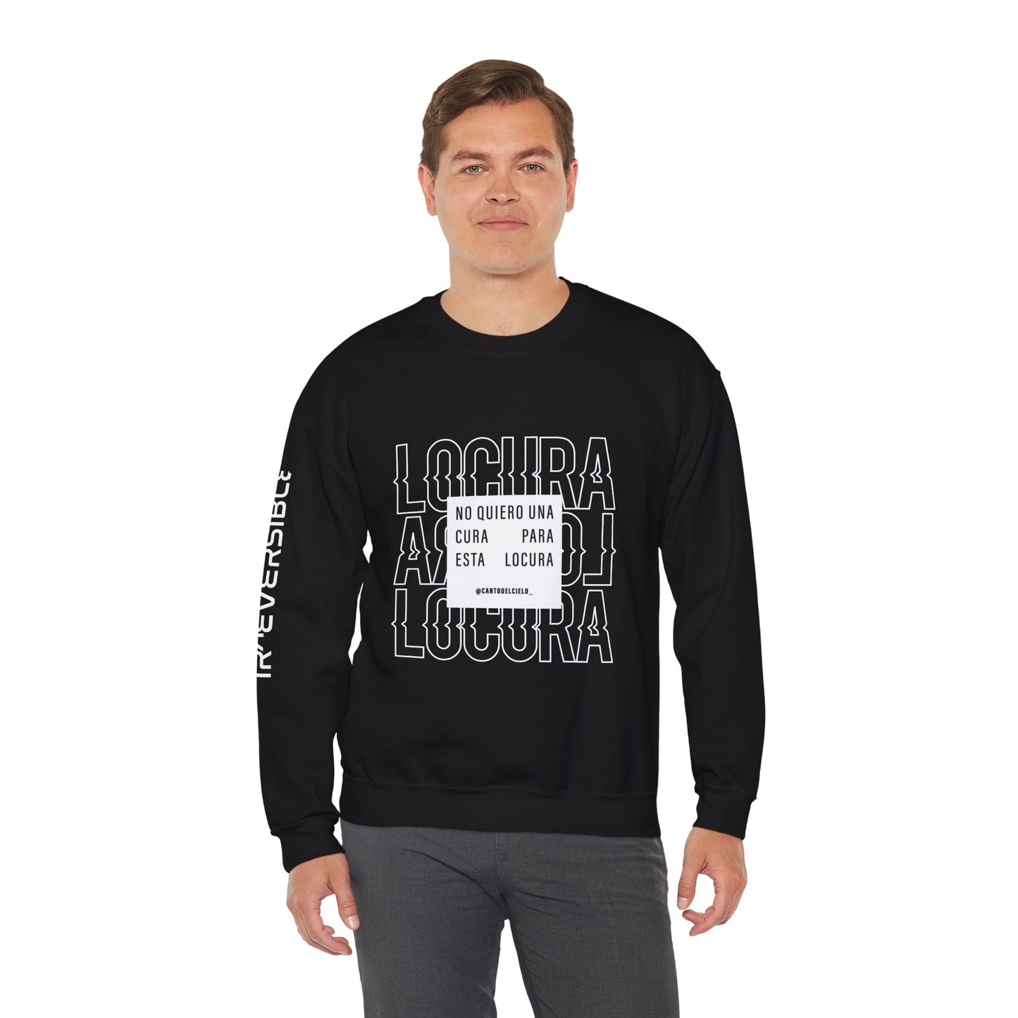 Chic Unisex Crewneck Sweatshirt - 'Locura' Design for Comfort & Style, Perfect for Casual Wear, Gifts, & Celebrations