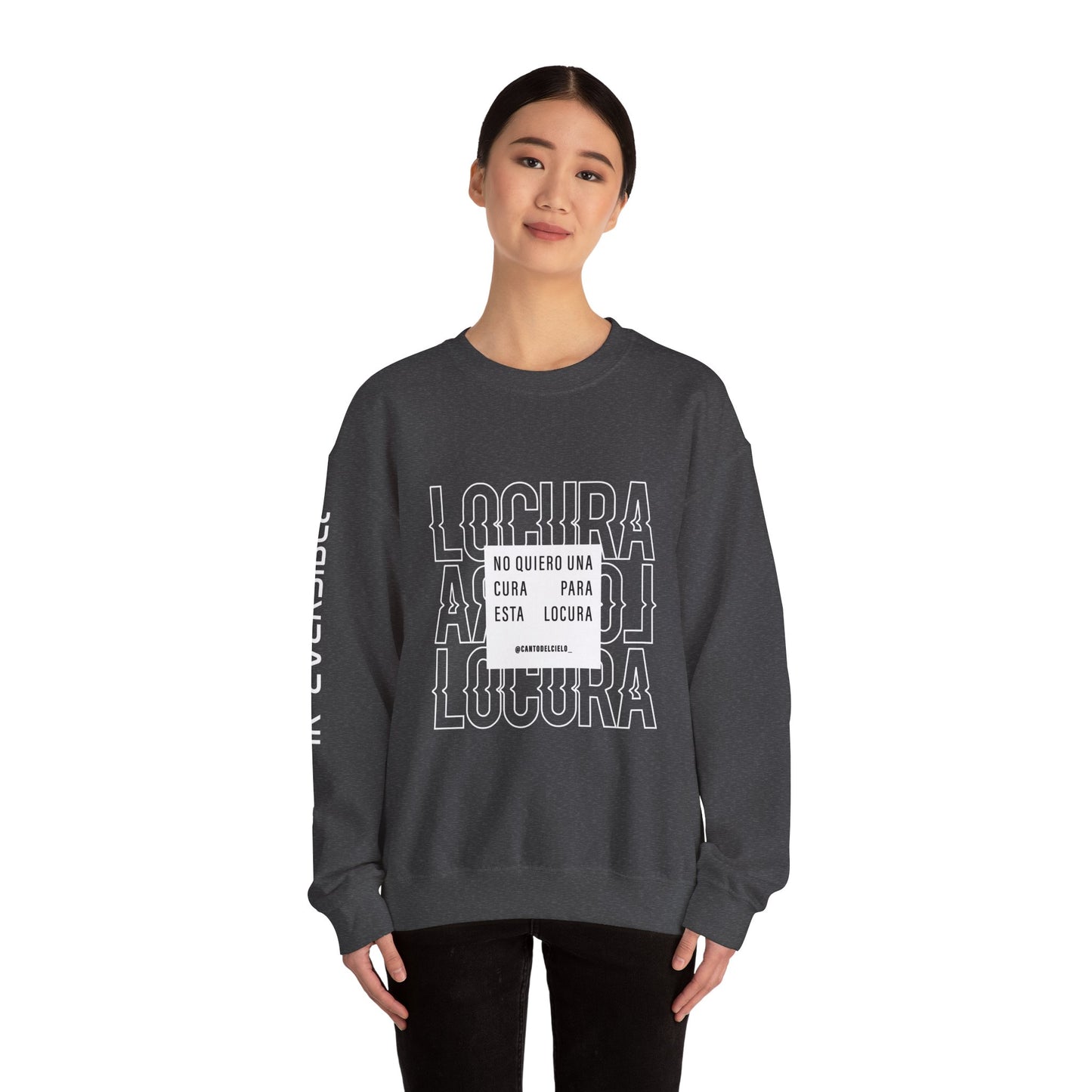 Chic Unisex Crewneck Sweatshirt - 'Locura' Design for Comfort & Style, Perfect for Casual Wear, Gifts, & Celebrations