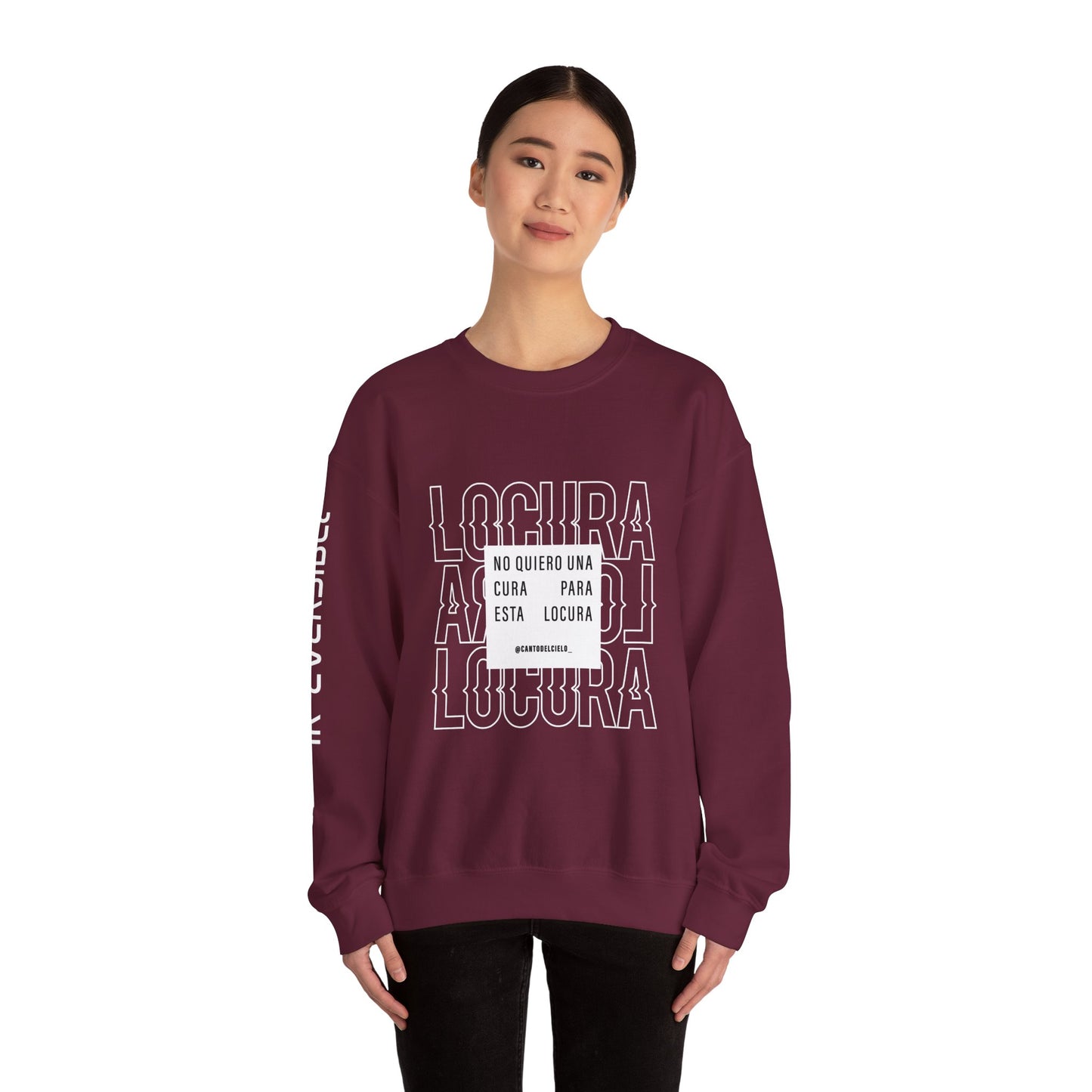 Chic Unisex Crewneck Sweatshirt - 'Locura' Design for Comfort & Style, Perfect for Casual Wear, Gifts, & Celebrations