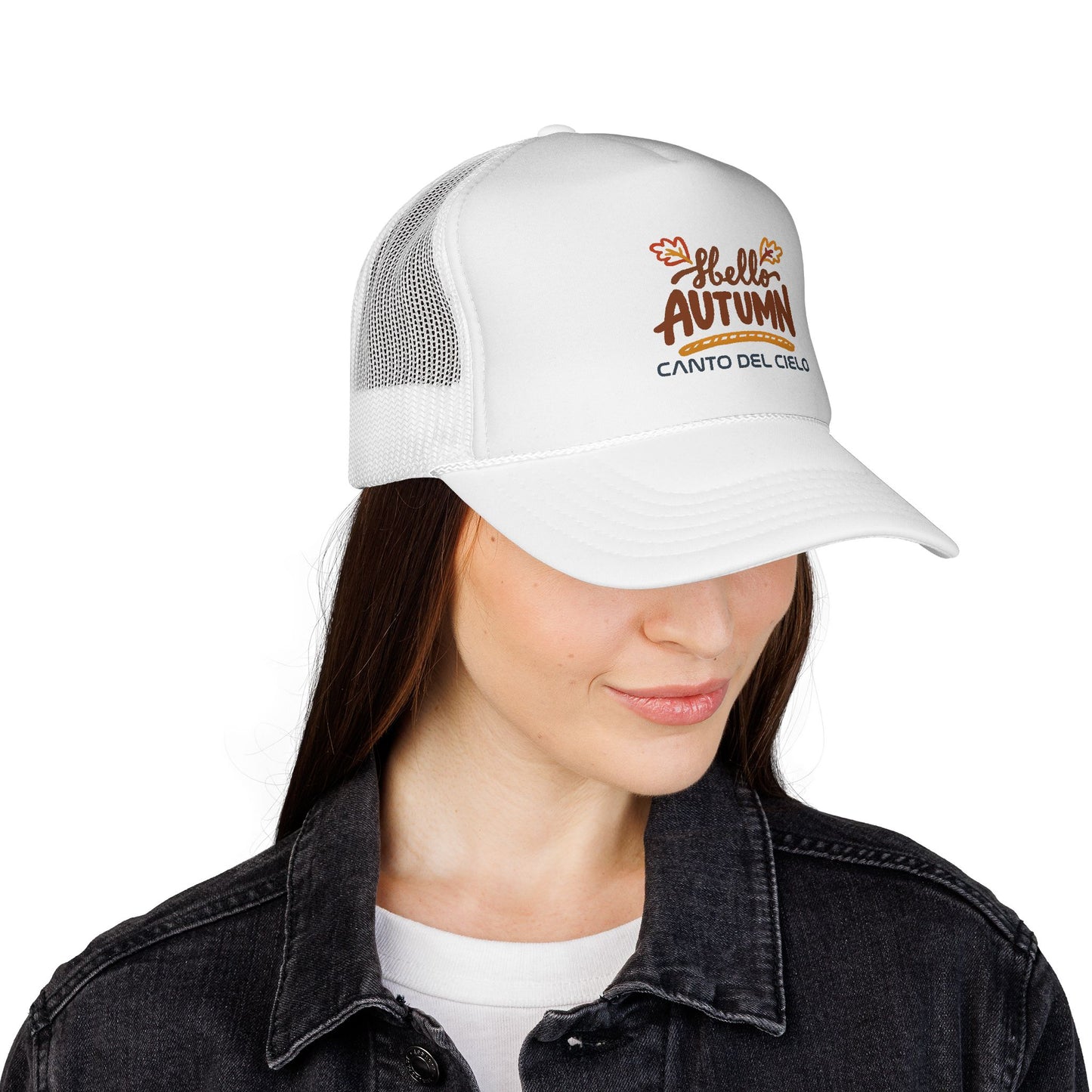 Hello Autumn Trucker Cap — Canto del Cielo Fall Baseball Hat