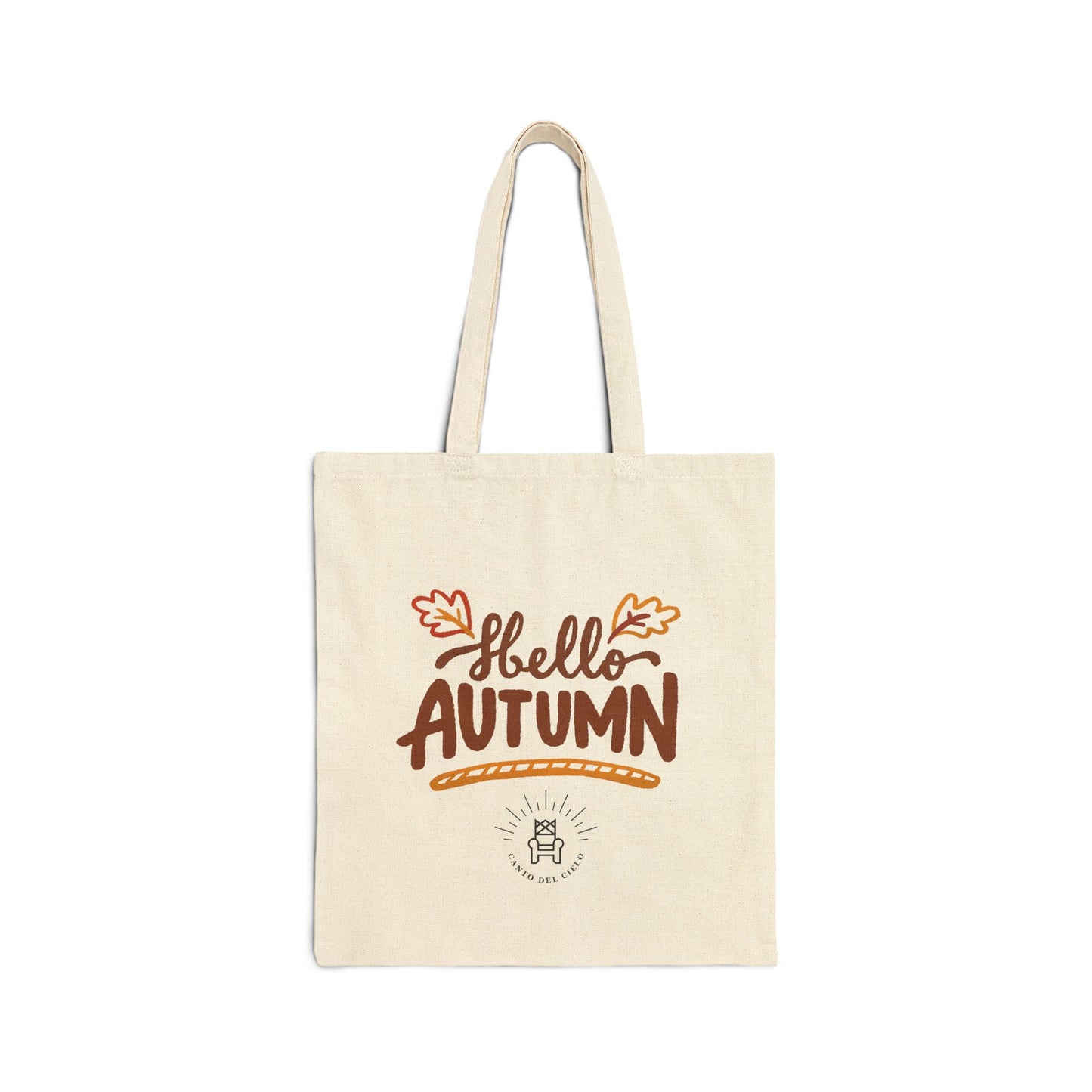 Hello Autumn Cotton Tote Bag — Fall Leaves Market Grocery Bag