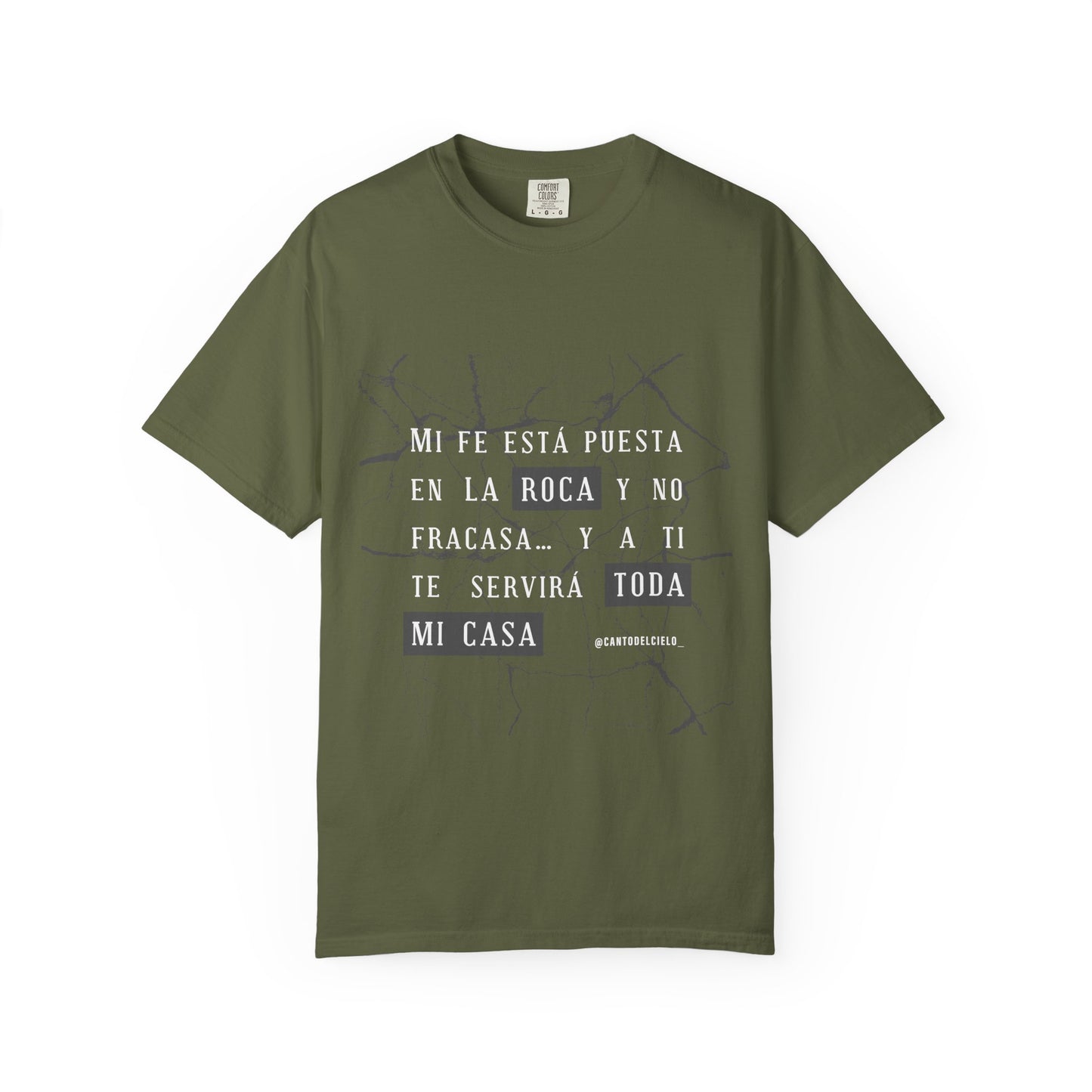 Inspirational Garment-Dyed T-Shirt, Motivational Tee - Mi fe sobre la roca - Dark Colors