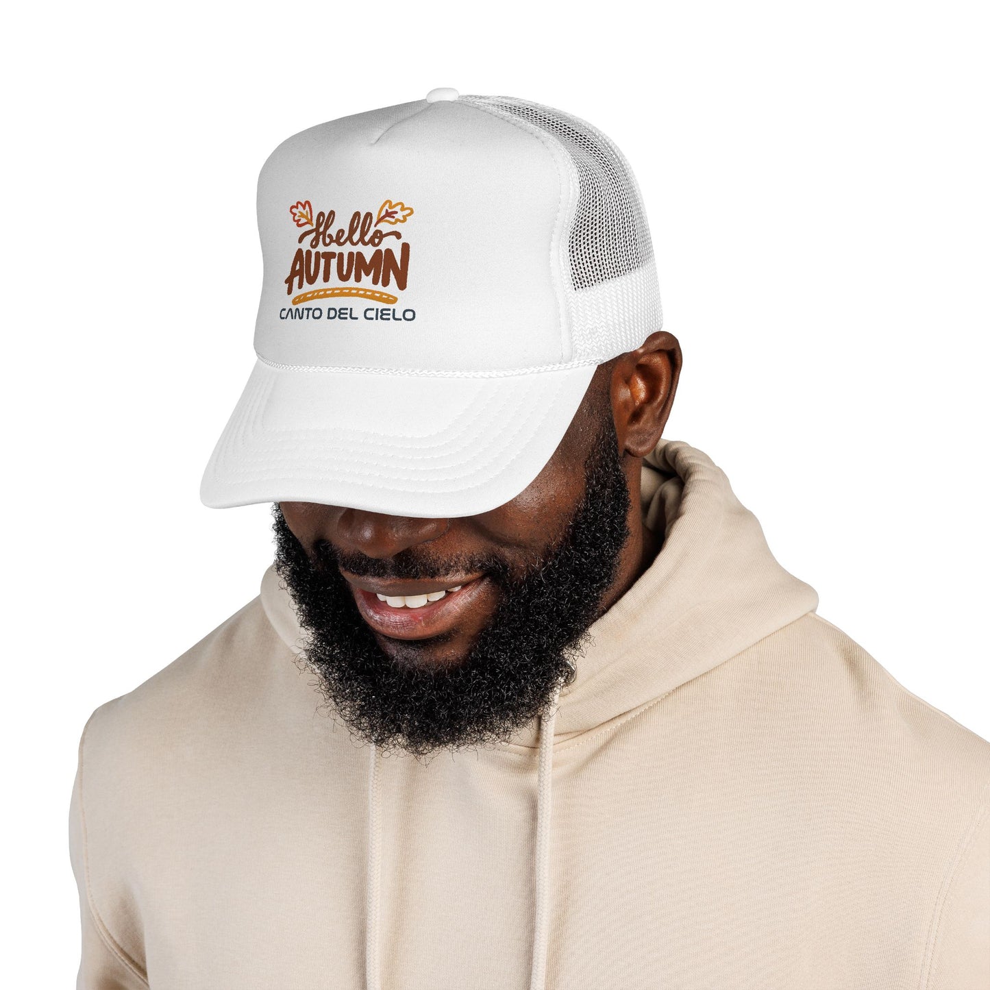 Hello Autumn Trucker Cap — Canto del Cielo Fall Baseball Hat