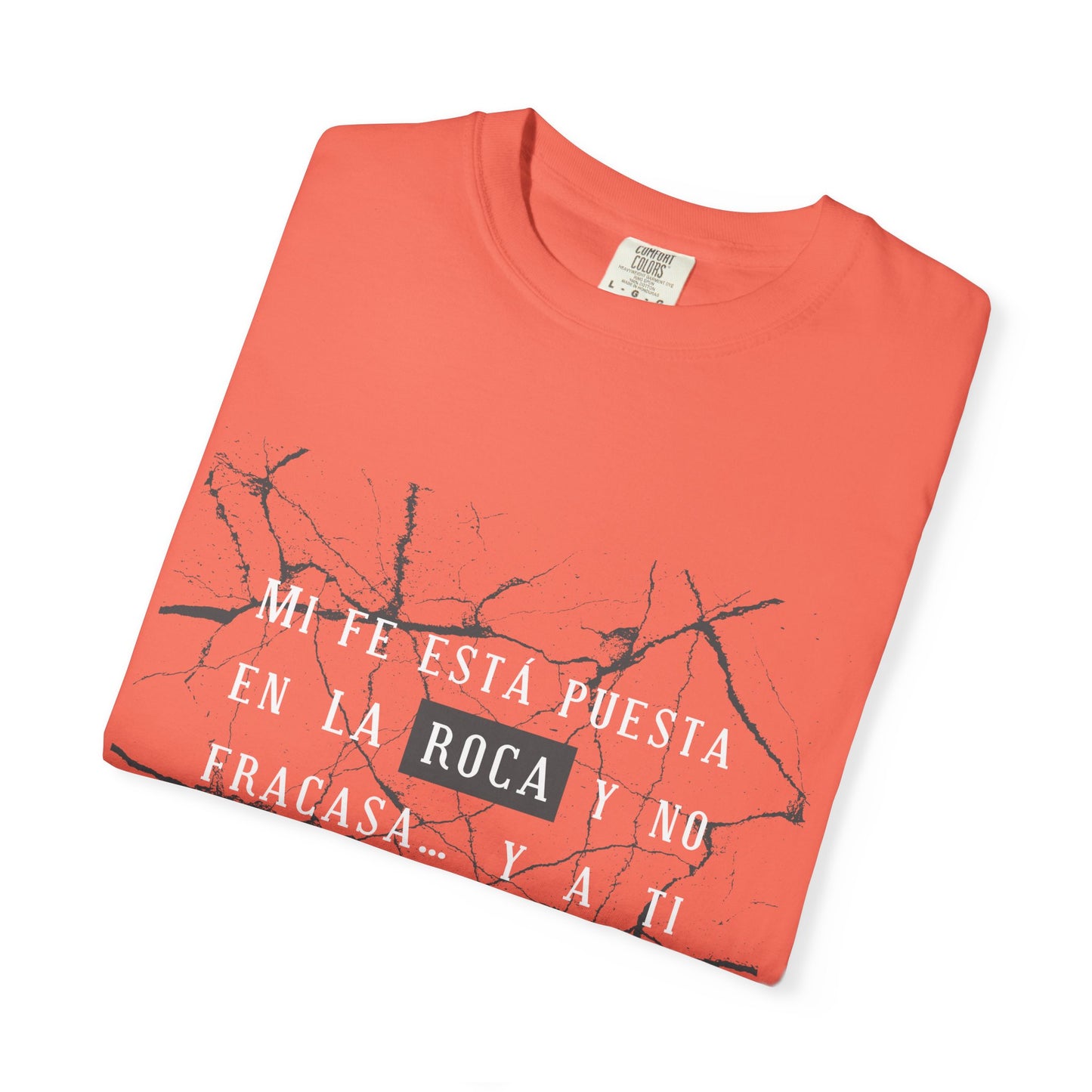 Inspirational Garment-Dyed T-Shirt, Motivational Tee - Mi fe sobre la roca - Dark Colors