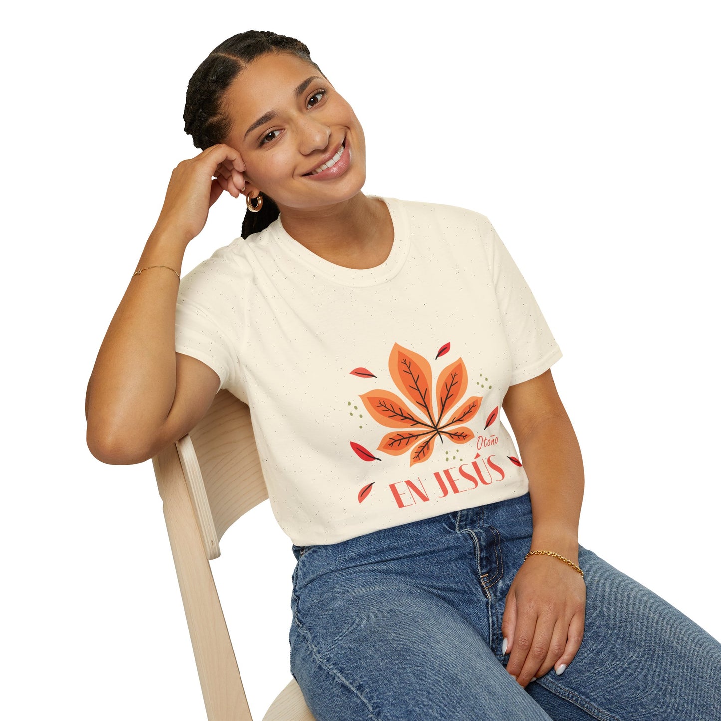 Faith Leaf T-Shirt — En Jesús Autumn Floral Christian Tee