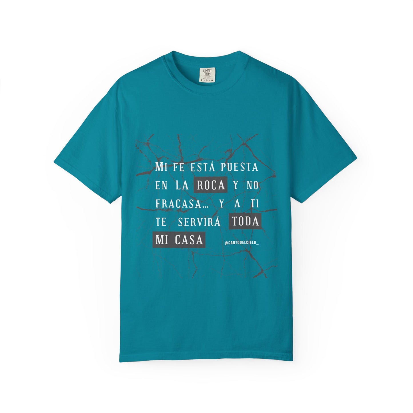 Inspirational Garment-Dyed T-Shirt, Motivational Tee - Mi fe sobre la roca - Dark Colors
