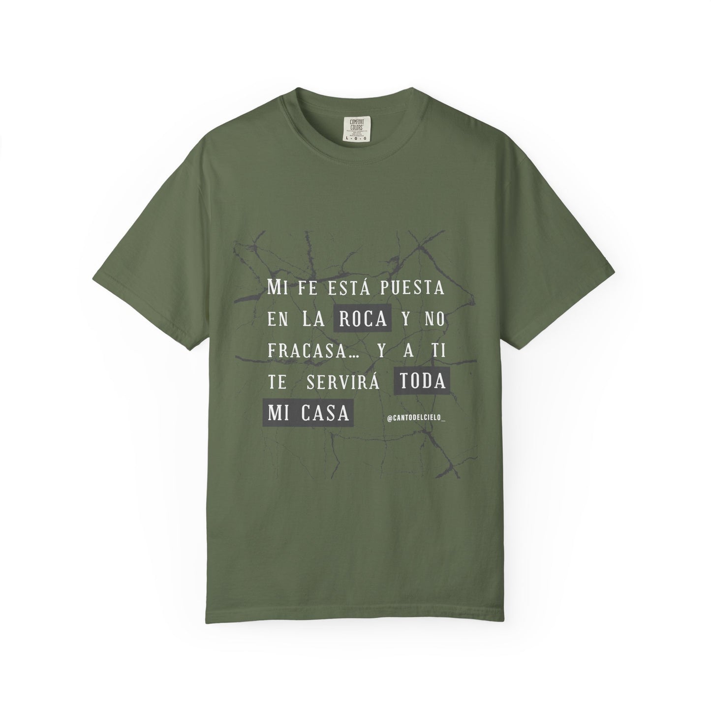 Inspirational Garment-Dyed T-Shirt, Motivational Tee - Mi fe sobre la roca - Dark Colors